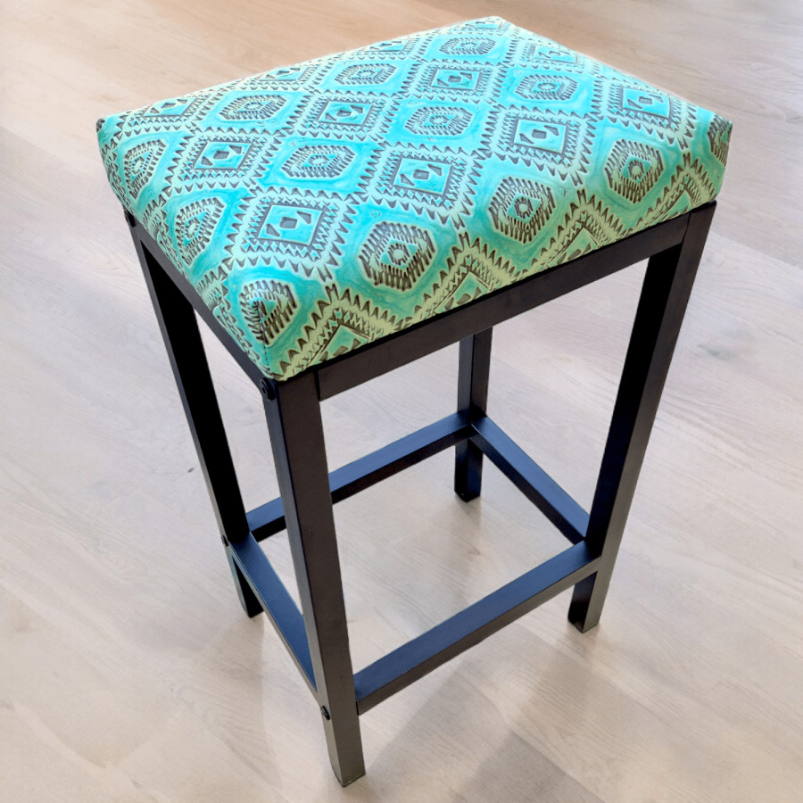 Turquoise leather Navajo | Aztec leather bar stool / counter stool - Worldwide shipping -FP-