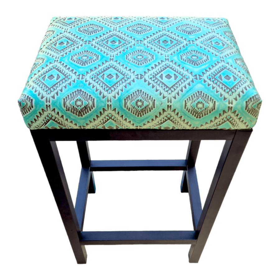 Turquoise leather Navajo | Aztec leather bar stool / counter stool - Worldwide shipping -FP- 0