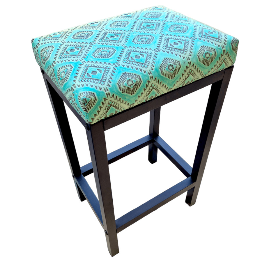 Turquoise leather Navajo | Aztec leather bar stool / counter stool - Worldwide shipping -FP- 2