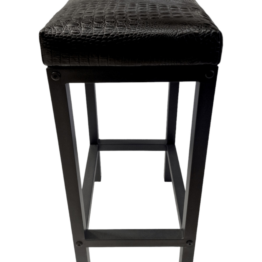 Croc genuine Black leather counter stool | Crocodile 'look' real leather - counter stool | Bar stool - Handmade -FP- 2