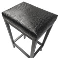 Croc genuine Black leather counter stool | Crocodile 'look' real leather - counter stool | Bar stool - Handmade -FP-