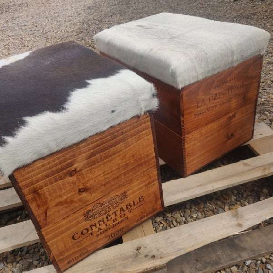 Rustic Genuine Cowhide Storage Boxes 9