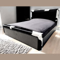 Handmade - Stunning genuine cowhide & diamond stitched leather Super king luxury bed frame