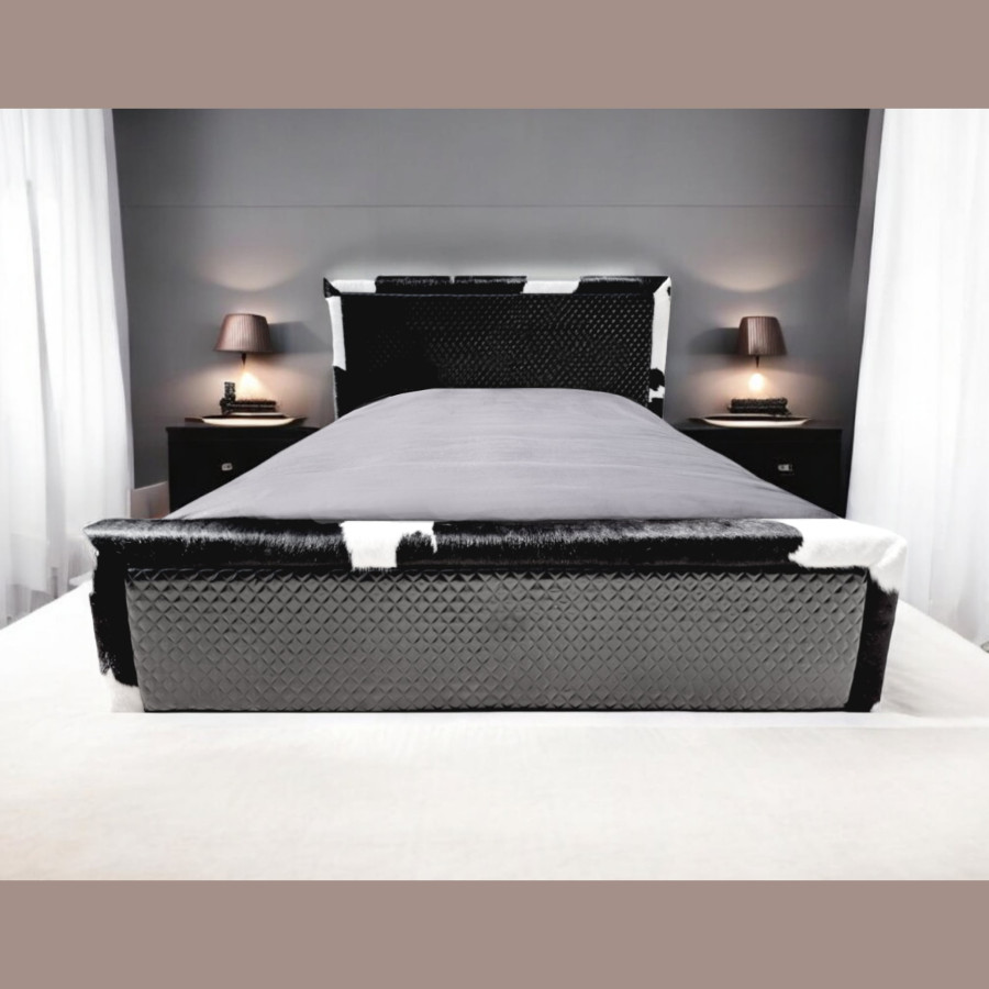 Handmade - Stunning genuine cowhide & diamond stitched leather Super king luxury bed frame 6