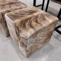 Cowhide Footstool Cube