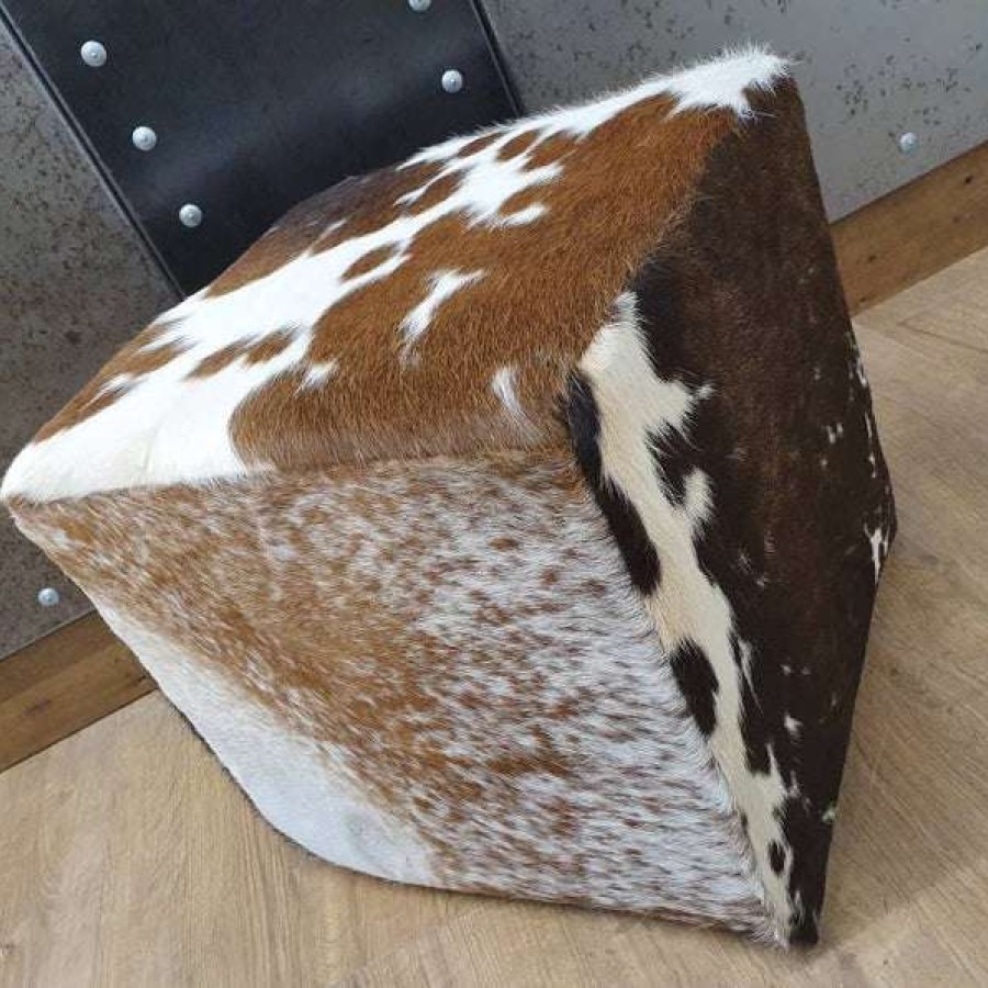 Cowhide Footstool Cube 2