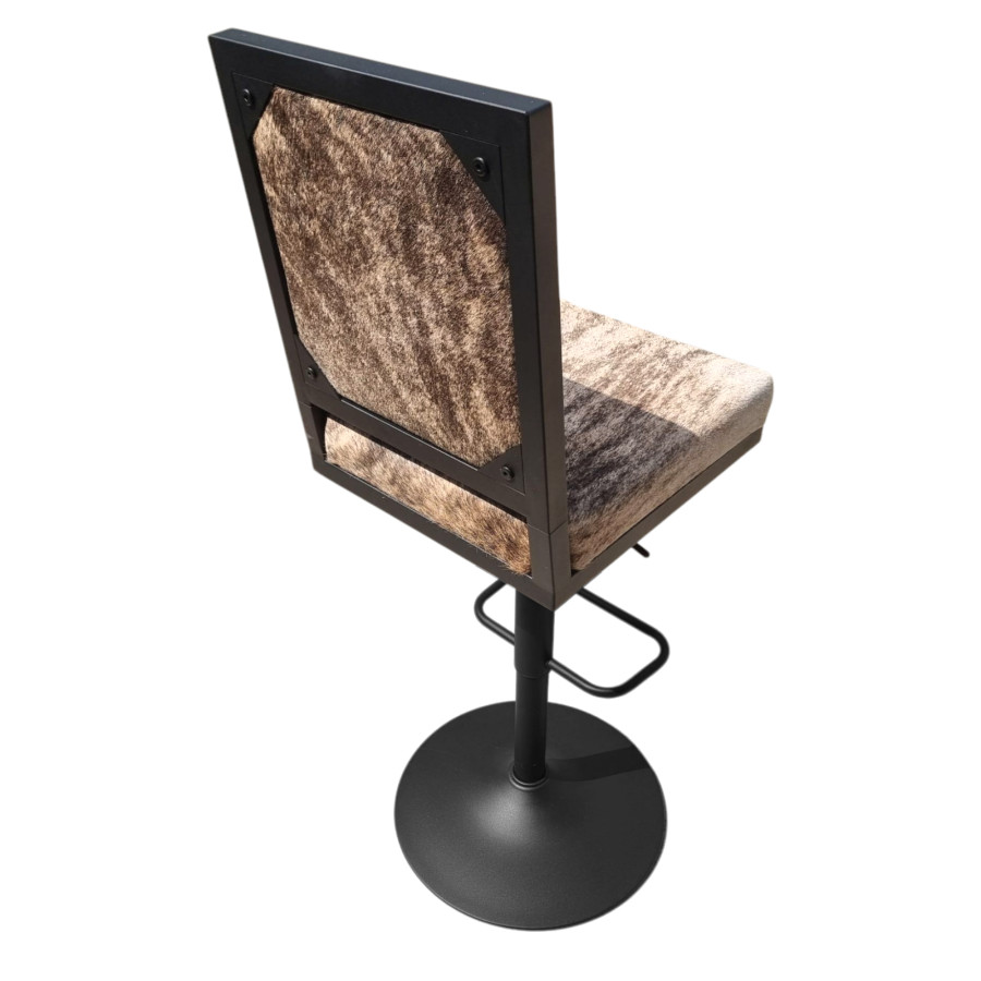 Genuine Cowhide Swivel Bar Chairs | Adjustable Height with Back Rest - GLBK 6