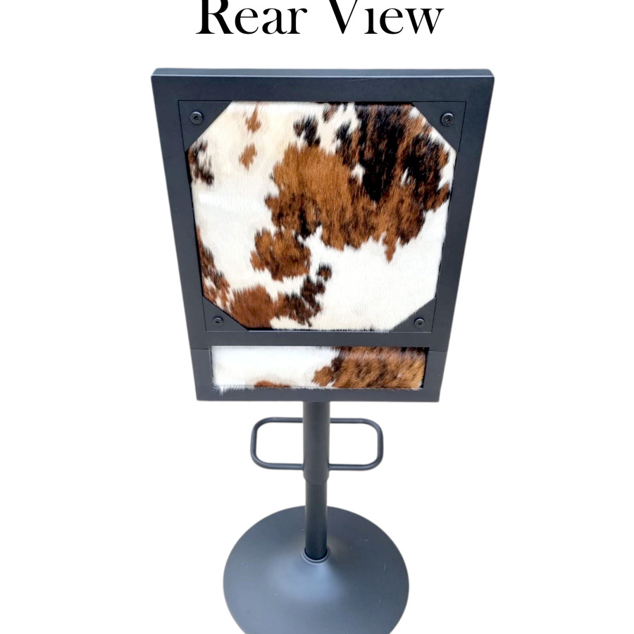 Genuine Cowhide Swivel Bar Chairs | Adjustable Height with Back Rest - GLBK 9