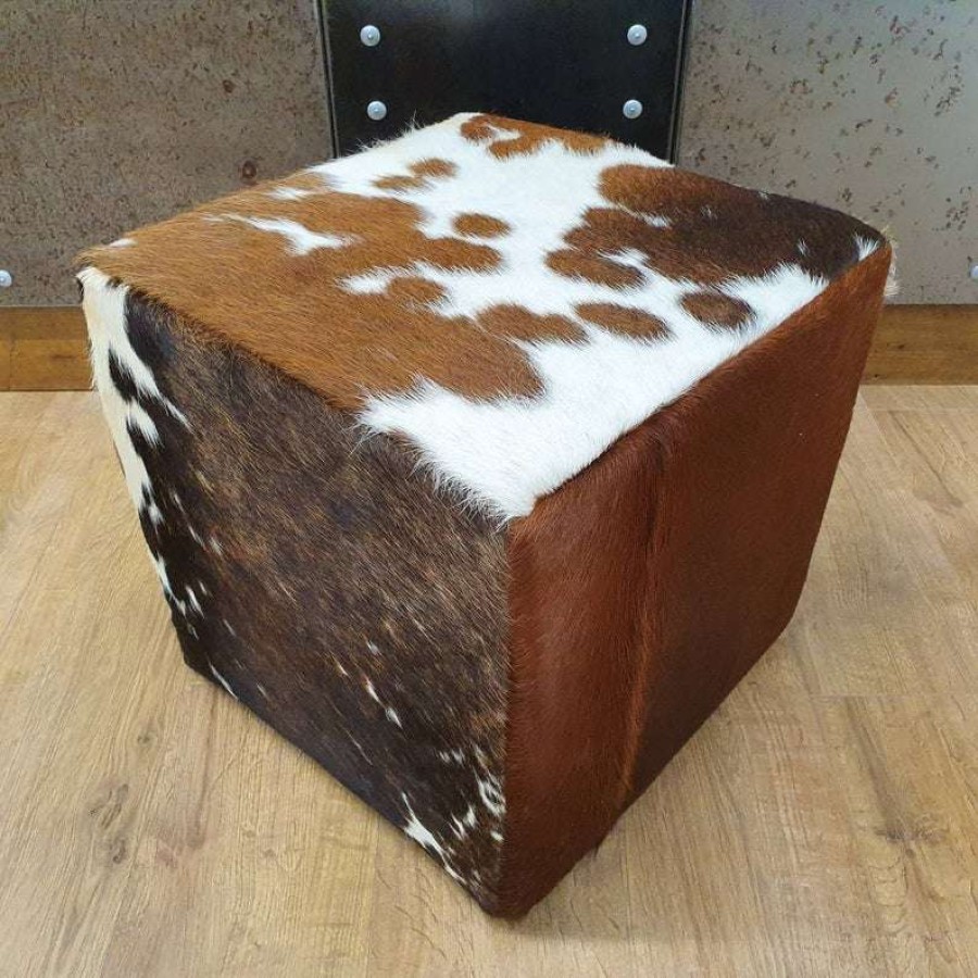 Cowhide Footstool Cube 4