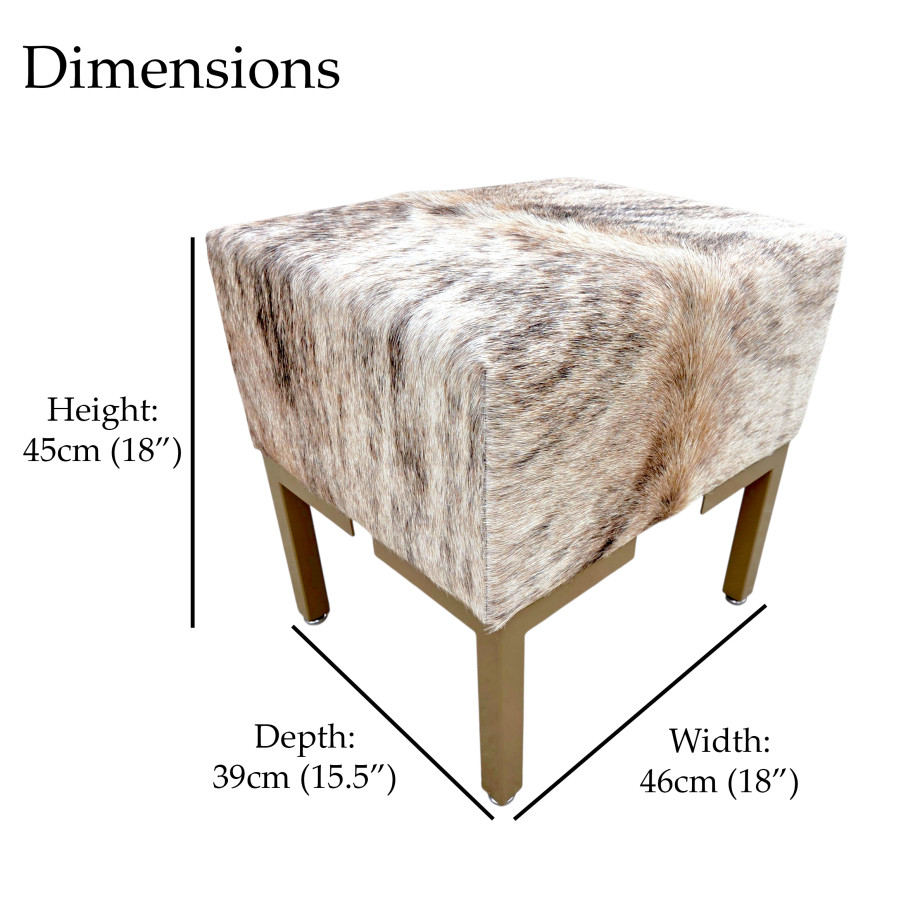 Genuine cowhide and steel vanity stool | For Makeup Dressing table or Footstool - LFB-V 1