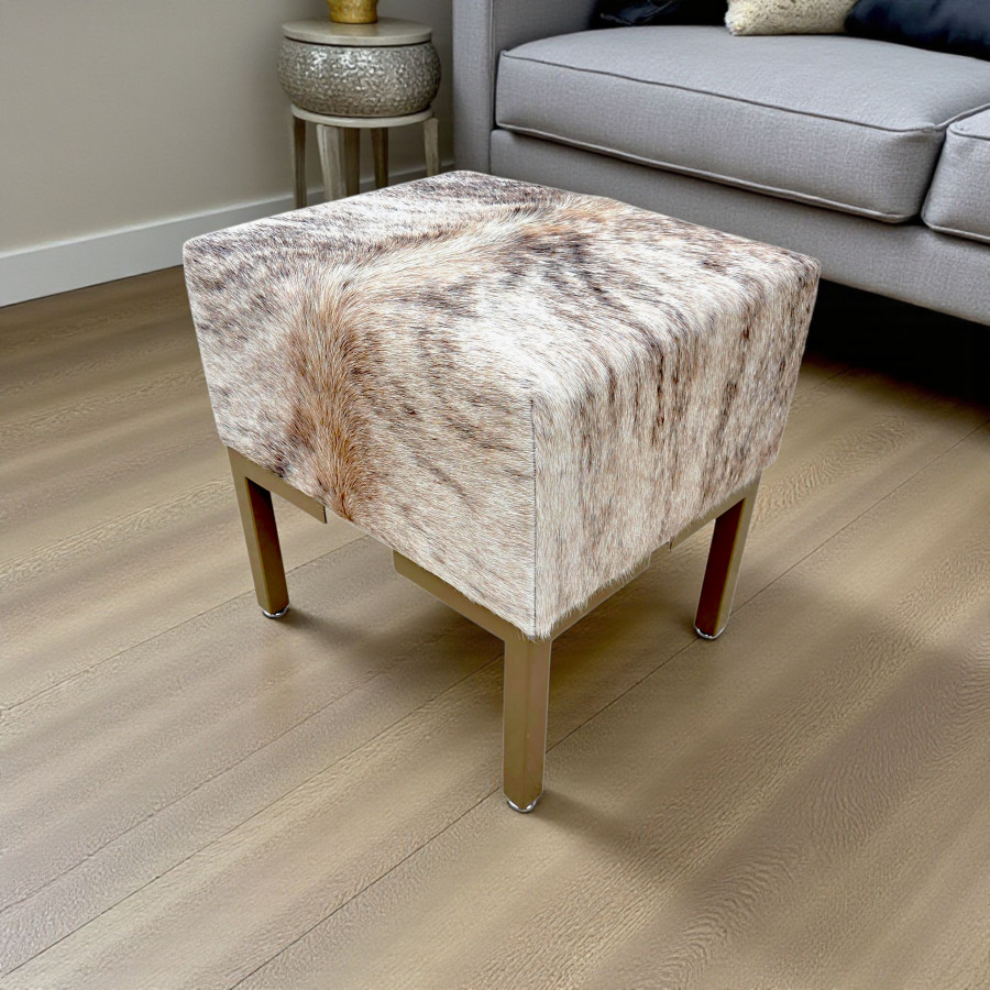 Genuine cowhide and steel vanity stool | For Makeup Dressing table or Footstool - LFB-V 2