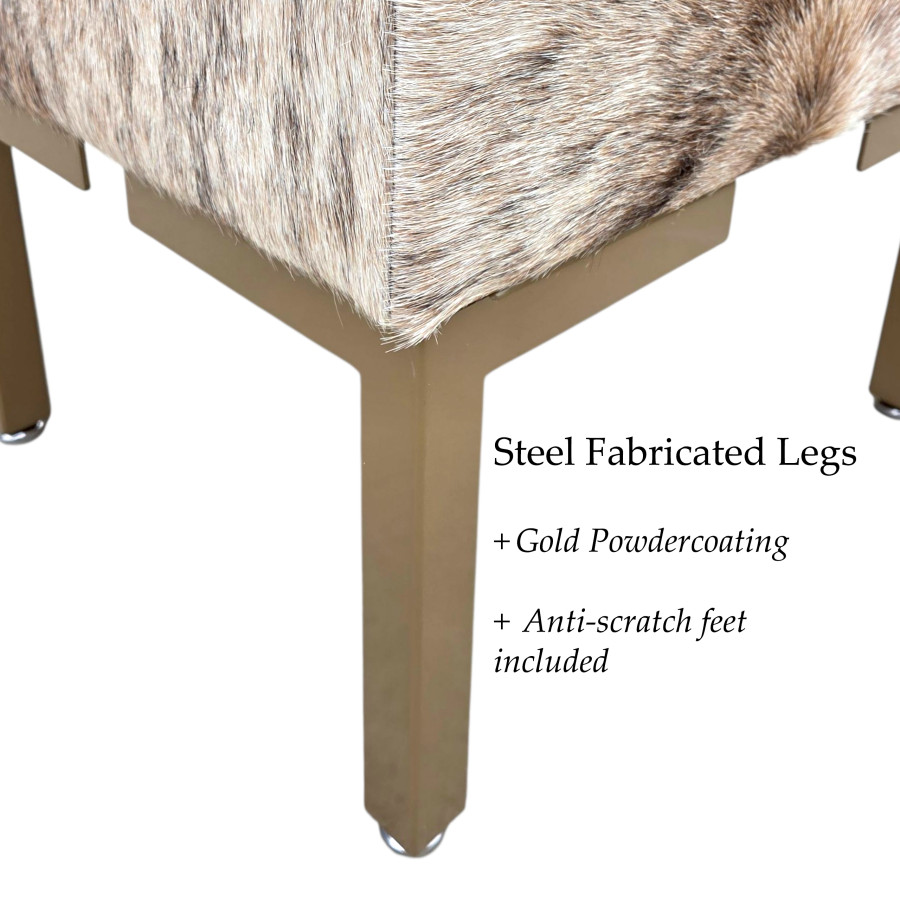 Genuine cowhide and steel vanity stool | For Makeup Dressing table or Footstool - LFB-V 5