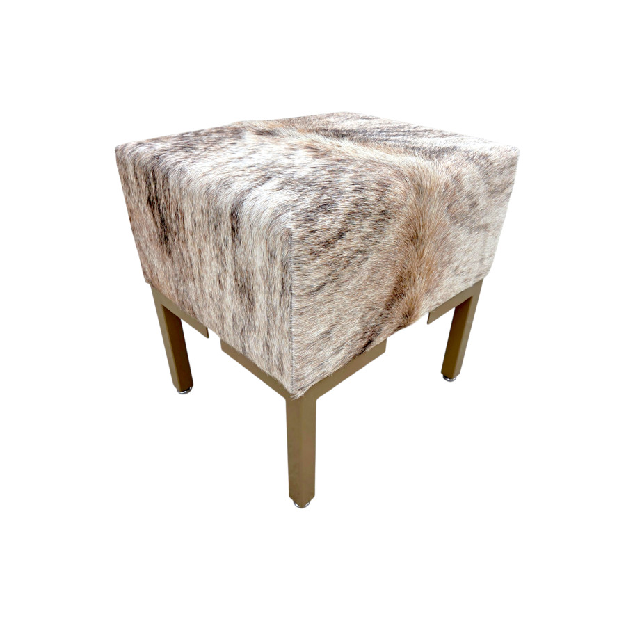 Genuine cowhide and steel vanity stool | For Makeup Dressing table or Footstool - LFB-V 7