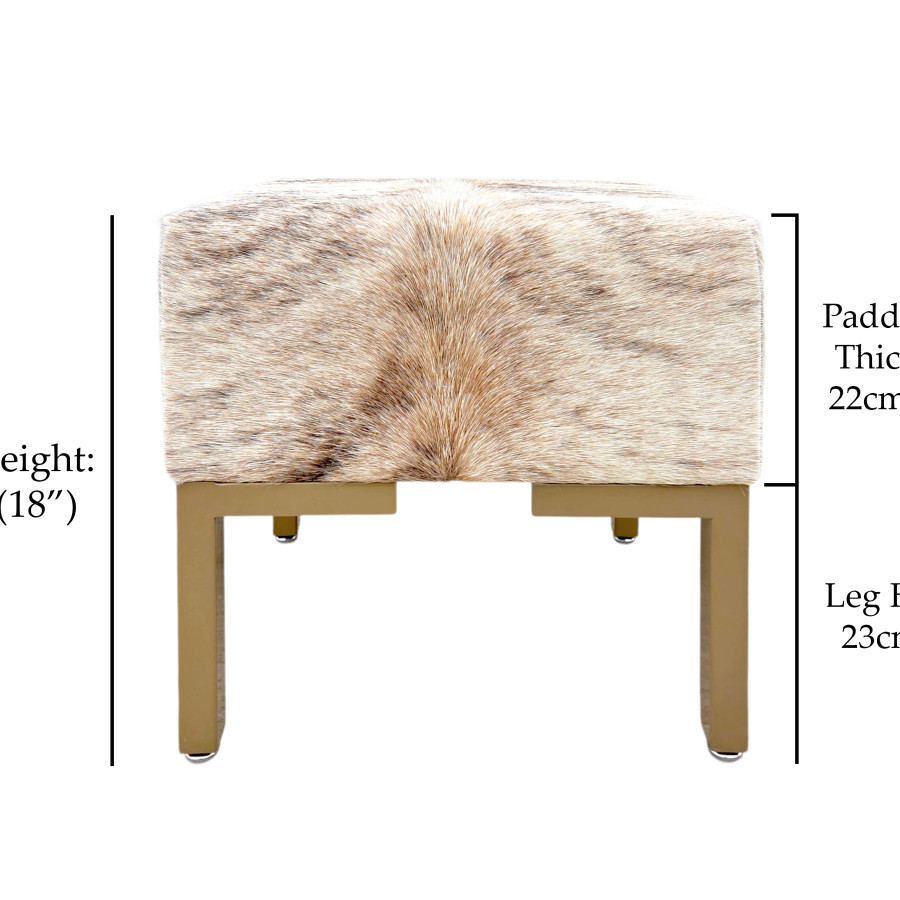 Genuine cowhide and steel vanity stool | For Makeup Dressing table or Footstool - LFB-V 8