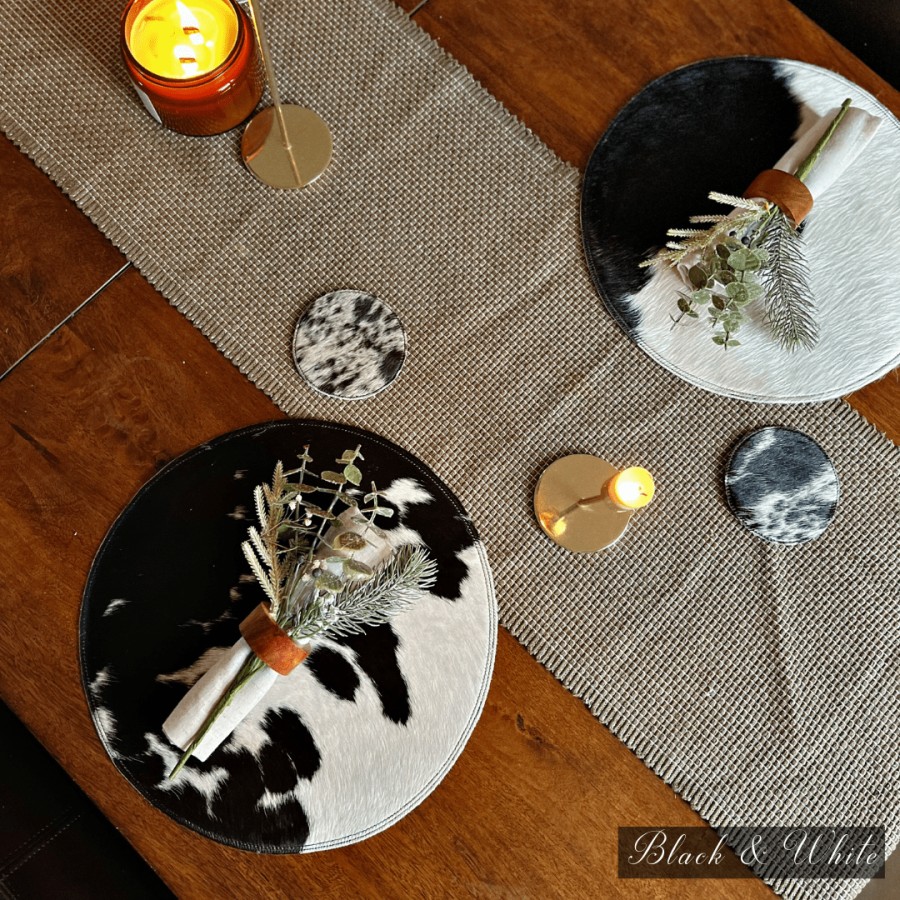 Cowhide dinner placemat, house warming gift 3