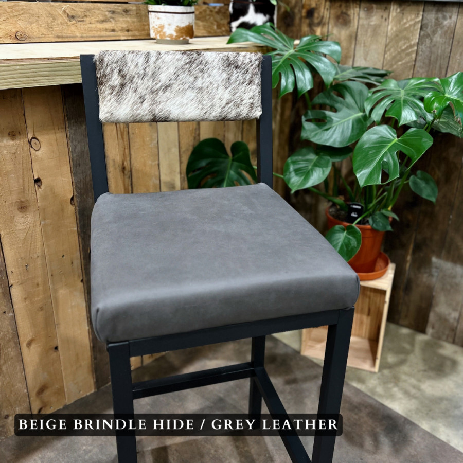 Cowhide and leather bar stool / cowhide and leather counter stool with backs - (price is per stool) 5