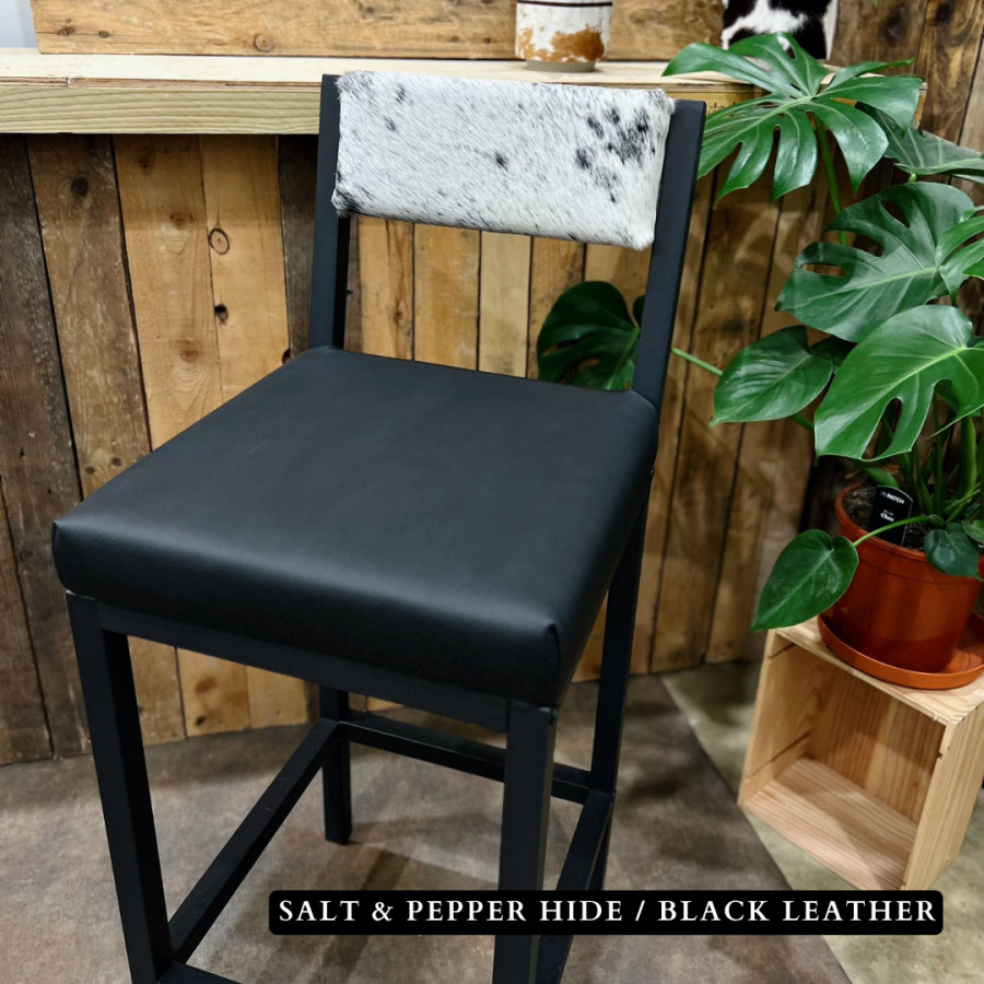 Cowhide and leather bar stool / cowhide and leather counter stool with backs - (price is per stool) 7