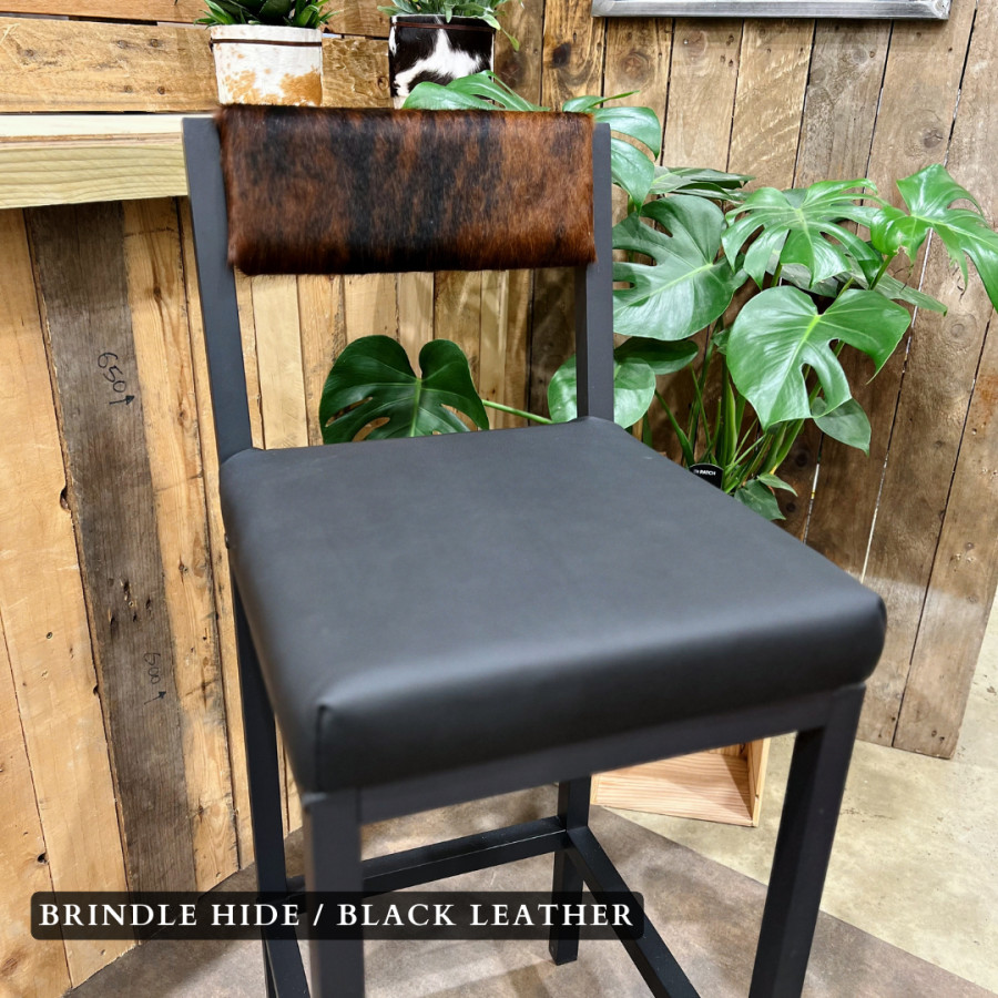 Cowhide and leather bar stool / cowhide and leather counter stool with backs - (price is per stool) 8