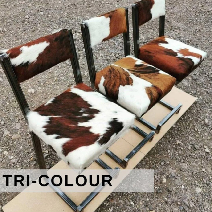 Cowhide bar stools | Cowhide counter stools with backs - Genuine cowhide and steel frame 3