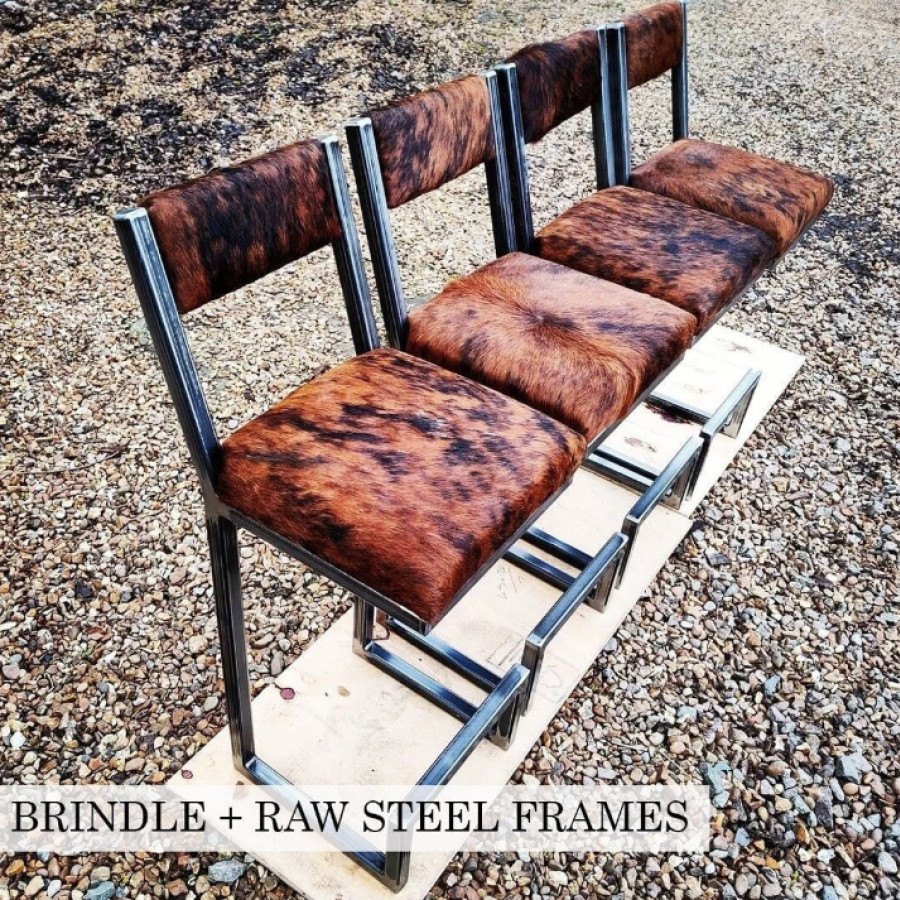 Cowhide bar stools | Cowhide counter stools with backs - Genuine cowhide and steel frame 5