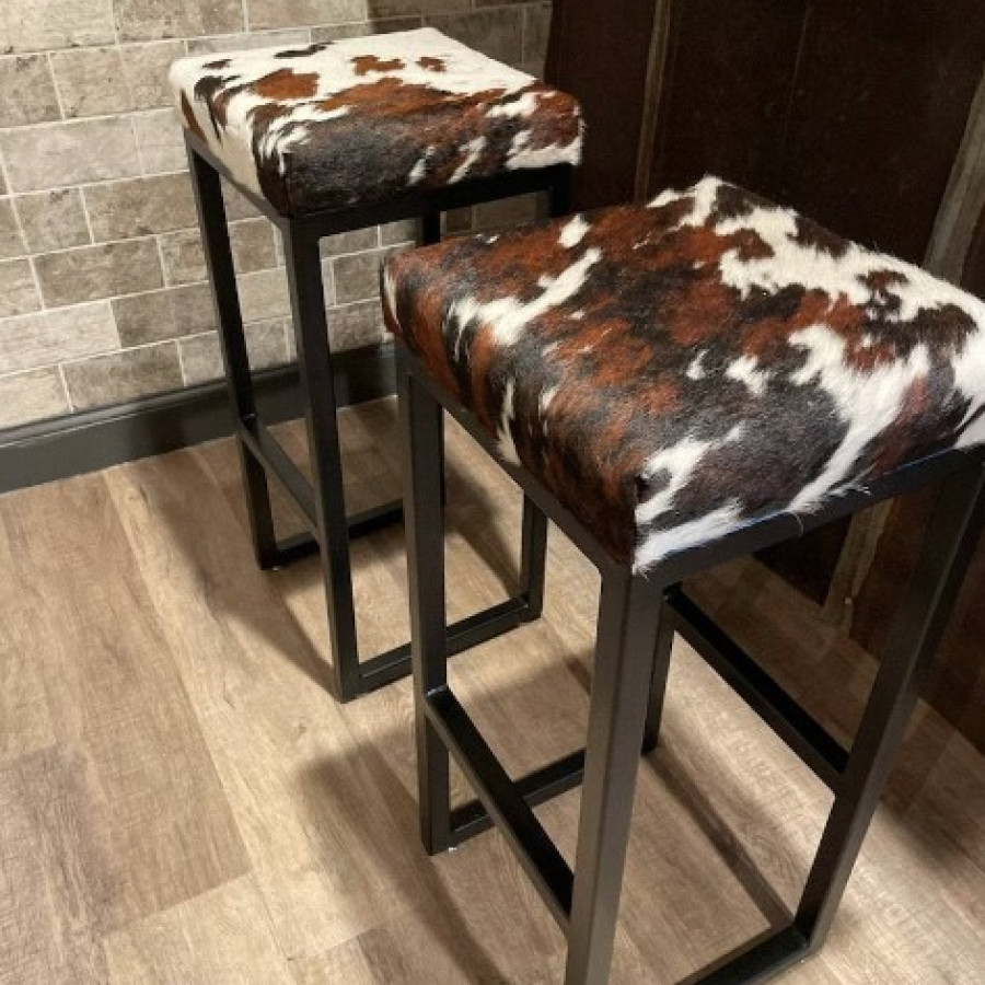 Premium bar stool cowhide topped CUSTOM-MADE | Four-legged design 0