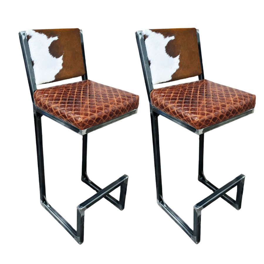 Cowhide and dIAleather bar stools with back supports / Cowhide and leather counter stools with back supports - CUSTOM MADE 0