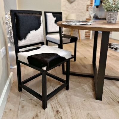 Cowhide dining chairs handmade / custom made -  Chelsea Mist Leather
